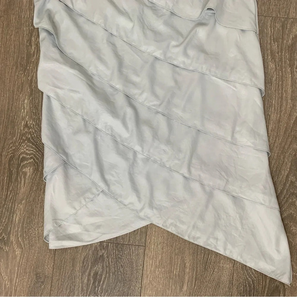 BCBG Women's Mini Dress Tiered Layered Ruffle One Shoulder Tie Sleeve Pale blue - Picture 8 of 16